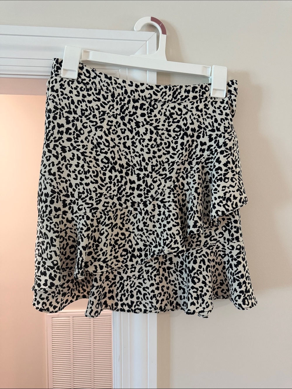 Altar'd State Black and Cream Leopard Ruffle Skirt